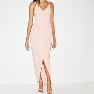 Express wrap blush dress